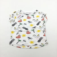 **NEW** Flamingo Unicorn Pineapple Etc White T-Shirt - Girls 18-24 Months