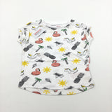 **NEW** Flamingo Unicorn Pineapple Etc White T-Shirt - Girls 18-24 Months