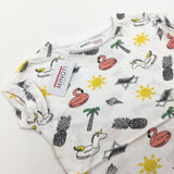 **NEW** Flamingo Unicorn Pineapple Etc White T-Shirt - Girls 18-24 Months