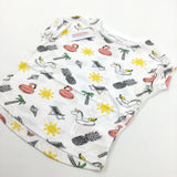 **NEW** Flamingo Unicorn Pineapple Etc White T-Shirt - Girls 18-24 Months