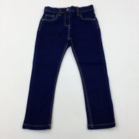 Mid Blue Denim Jeans With Adjustable Waist - Girls 4-5 Years