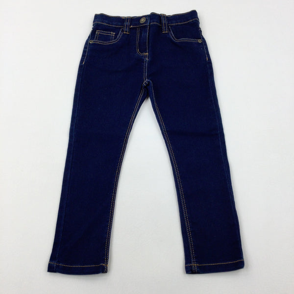 Mid Blue Denim Jeans With Adjustable Waist - Girls 4-5 Years