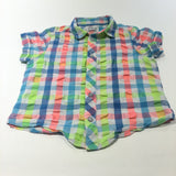 Pink, Blue, Lime & White Checked Cotton Shirt - Boys 4 Years