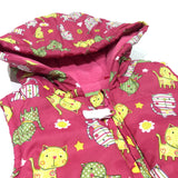 Colourful Cats Pink Fleece Lined Gilet with Hood - Girls 0-3m