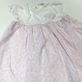Flowers Pink & White Jersey & Cotton Dress - Girls 9-12 Months