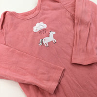 Unicorn Pink Long Sleeve Bodysuit - Girls 12-24 Months
