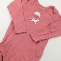 Unicorn Pink Long Sleeve Bodysuit - Girls 12-24 Months