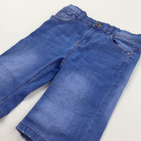 Blue Denim Shorts with Adjustable Waistband - Boys 8-9 Years
