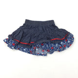 Red & Blue Denim Skirt - Girls 3-6 Months