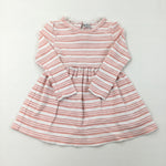 Pink & White Stripe Long Sleeve Dress - Girls 12-18 Months