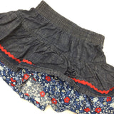 Red & Blue Denim Skirt - Girls 3-6 Months