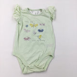 Butterflies Green Sleeveless Bodysuit - Girls 12-18 Months