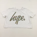 'Hype' White Cropped T-Shirt - Girls 9-10 Years