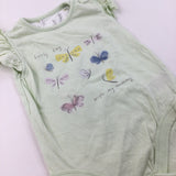 Butterflies Green Sleeveless Bodysuit - Girls 12-18 Months