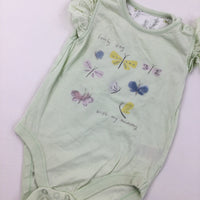 Butterflies Green Sleeveless Bodysuit - Girls 12-18 Months