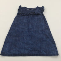 Dark Blue Lightweight Denim Pinafore Dress - Girls 18-24 Months