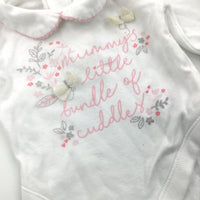 'Mummy's Little Bundle of Cuddles' White & Pink Long Sleeve Bodysuit with Collar - Girls Newborn