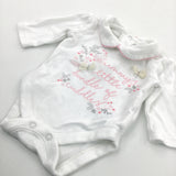 'Mummy's Little Bundle of Cuddles' White & Pink Long Sleeve Bodysuit with Collar - Girls Newborn
