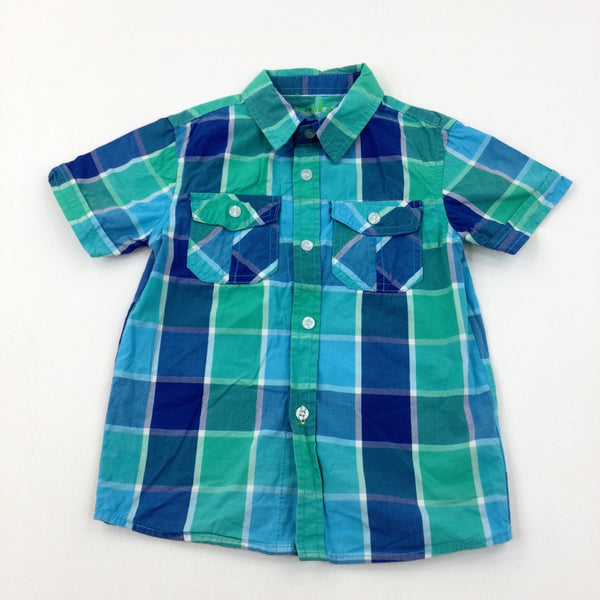 Blue & Green Checked Shirt - Boys 5-6 Years
