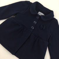 Bow Detail Navy Coat - Girls 9-12 Months