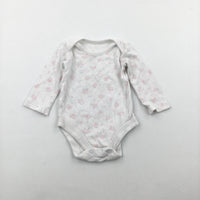 Flowers Pink & White Long Sleeve Bodysuit - Girls Newborn