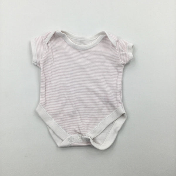Pink & White Striped Short Sleeve Bodysuit - Girls Tiny Baby