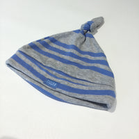 Tigger' Badge Grey & Blue Striped Knotted Jersey Hat - Boys 0-3m