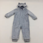 Blue Fluffy Onesie with Ears - Boys 12-18 Months