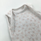 Flowers Pink & White Sleeveless Bodysuit - Girls Newborn