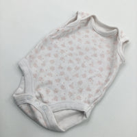 Flowers Pink & White Sleeveless Bodysuit - Girls Newborn