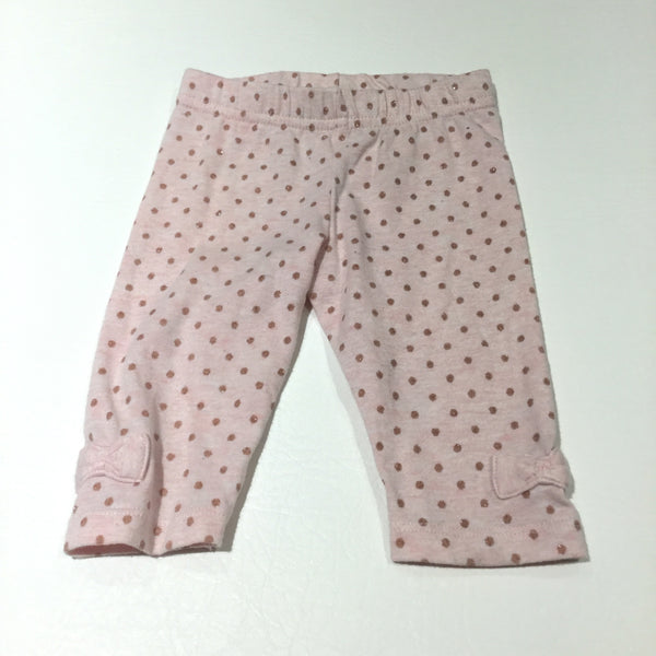 Pink & Glittery Gold Spots Leggings - Girls 0-3 Months