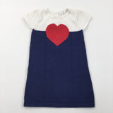 Heart, Red, White & Navy Jumper Dress - Girls 18-24 Months