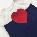 Heart, Red, White & Navy Jumper Dress - Girls 18-24 Months