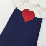 Heart, Red, White & Navy Jumper Dress - Girls 18-24 Months