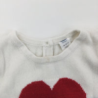 Heart, Red, White & Navy Jumper Dress - Girls 18-24 Months