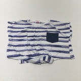 Blue & White Striped Tie-Front Belly T-Shirt - Girls 3-4 Years