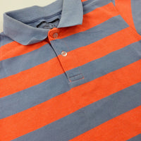 Orange & Blue Striped Polo Shirt - Boys 5-6 Years