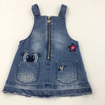 Embroidered Denim Dungaree Dress - Girls 18-24 Months