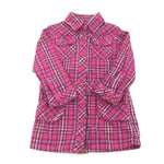 Pink Check Long Sleeve Shirt Dress - Girls 18-24 Months