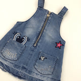 Embroidered Denim Dungaree Dress - Girls 18-24 Months