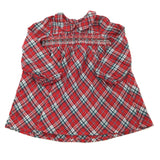 Red, White & Green Check Long Sleeve Dress - Girls 18-24 Months