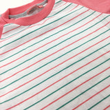 Pink & Green Striped T-Shirt - Girls 5-6 Years