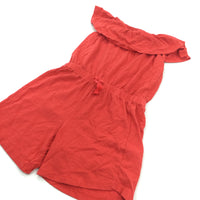 Orange Jersey Playsuit with Frilly Shoulders - Girls 5-6 Years