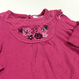 Flowers Embroidered Pink Long Sleeve Tunic Top - Girls 0-3 Months