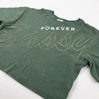 'Forever Sassy' Green Cropped Top - Girls 5-6 Years
