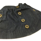 Gold Buttons Dark Blue Denim Skirt with Adjustable Waistband - Girls 18-24 Months