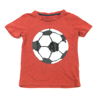 Football Sequin Flip Red T-Shirt - Boys 2-3 Years