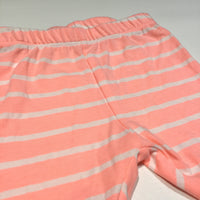 Coral Pink & White Striped Jersey Shorts - Girls 9-12m
