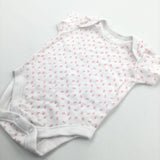 Flowers Pink & White Short Sleeve Bodysuit - Girls 0-3 Months