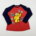 'Lets Get Together' Pudsey Bear Red & Navy Long Sleeve Top - Boys 6-7 Years